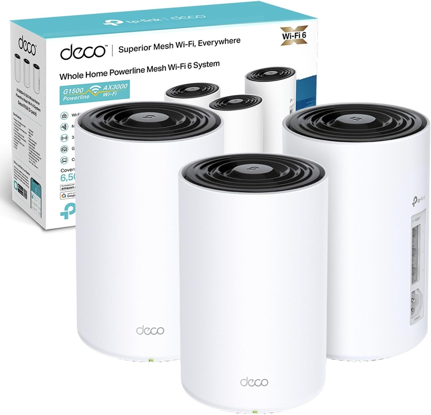TP-Link Deco PX50 3-pack AX3000 G1500 powerline mesh Wi-Fi 6 system